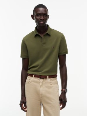 green 1985 regular fit pique polo shirt for men tommy hilfiger