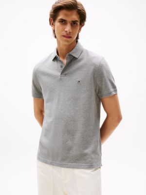 grey 1985 collection textured pique polo shirt for men tommy hilfiger