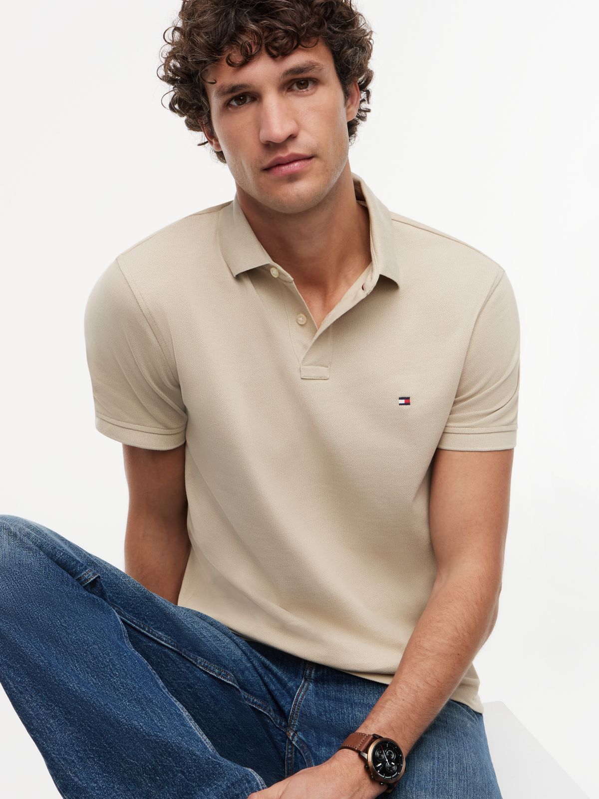1985 Regular Fit Pique Polo Shirt — Beige