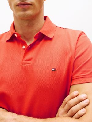 orange 1985 collection textured pique polo shirt for men tommy hilfiger