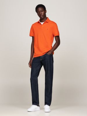 orange 1985 collection textured pique polo shirt for men tommy hilfiger