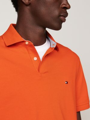 orange 1985 collection textured pique polo shirt for men tommy hilfiger