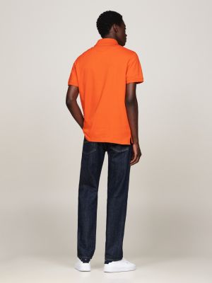 orange 1985 collection textured pique polo shirt for men tommy hilfiger