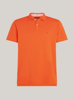 orange 1985 collection textured pique polo shirt for men tommy hilfiger