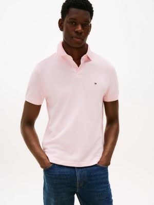 pink 1985 regular fit pique polo shirt for men tommy hilfiger