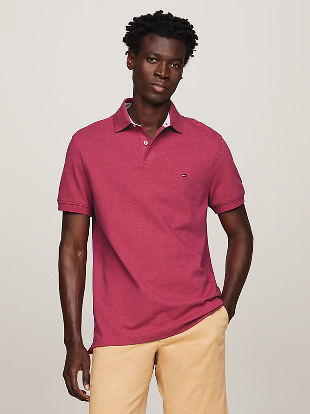 pink 1985 collection flag embroidery regular polo for men tommy hilfiger