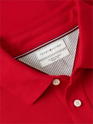 red 1985 regular fit pique polo shirt for men tommy hilfiger