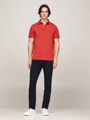 polo de piqué texturizado 1985 collection roja de hombres tommy hilfiger