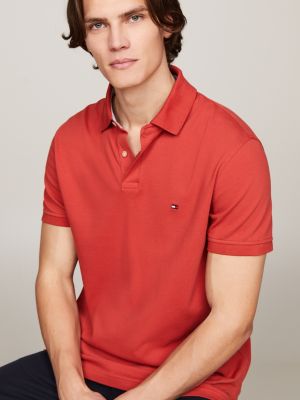 polo de piqué texturizado 1985 collection roja de hombres tommy hilfiger