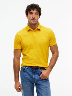 yellow 1985 regular fit pique polo shirt for men tommy hilfiger