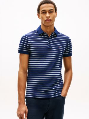 polo slim 1985 en piqué blue pour hommes tommy hilfiger