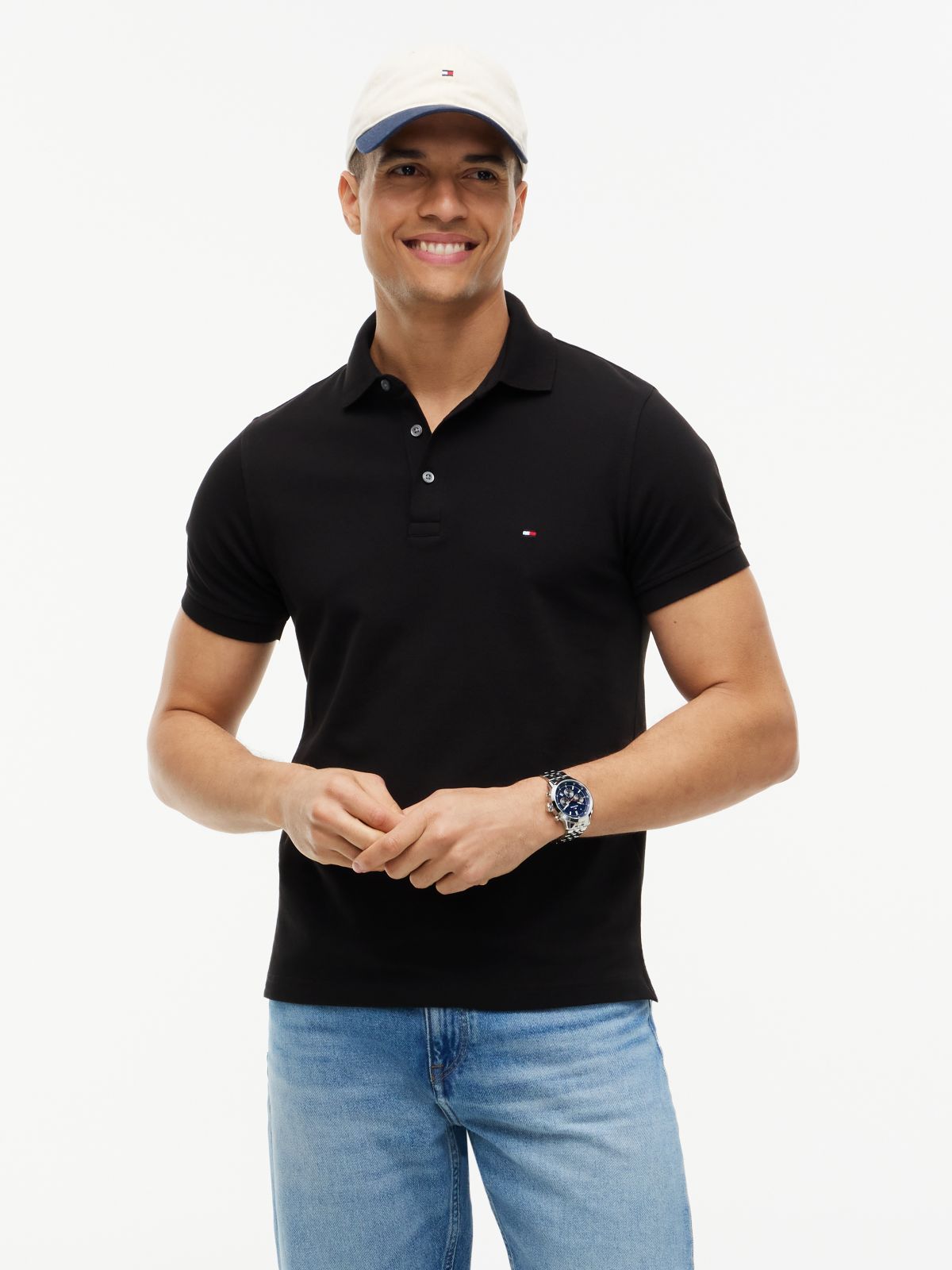 1985 Slim Fit Pique Polo Shirt — Black