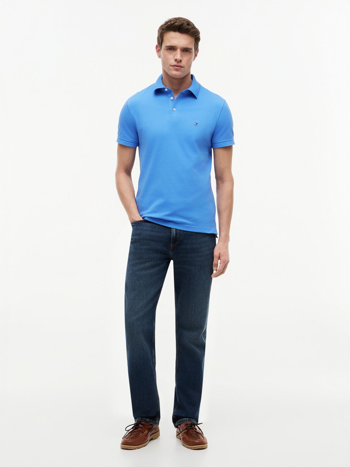 1985 Slim Fit Pique Polo Shirt — Blue
