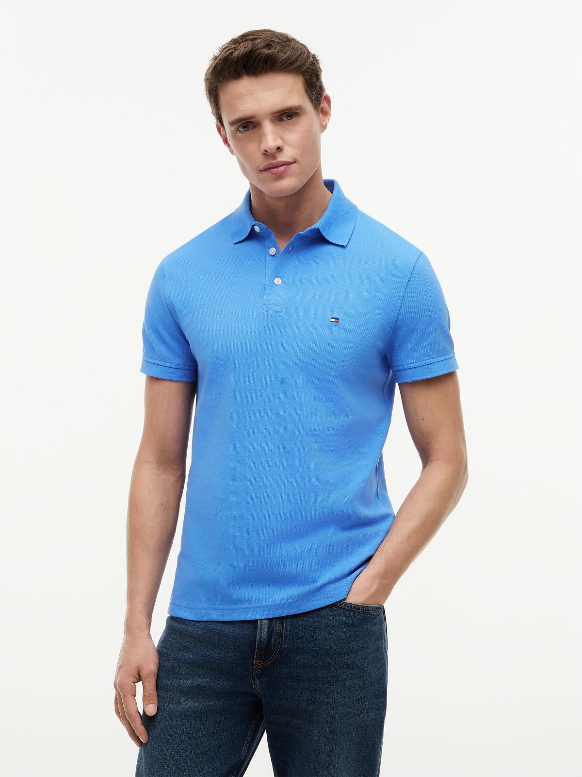 1985 Slim Fit Pique Polo Shirt — Blue