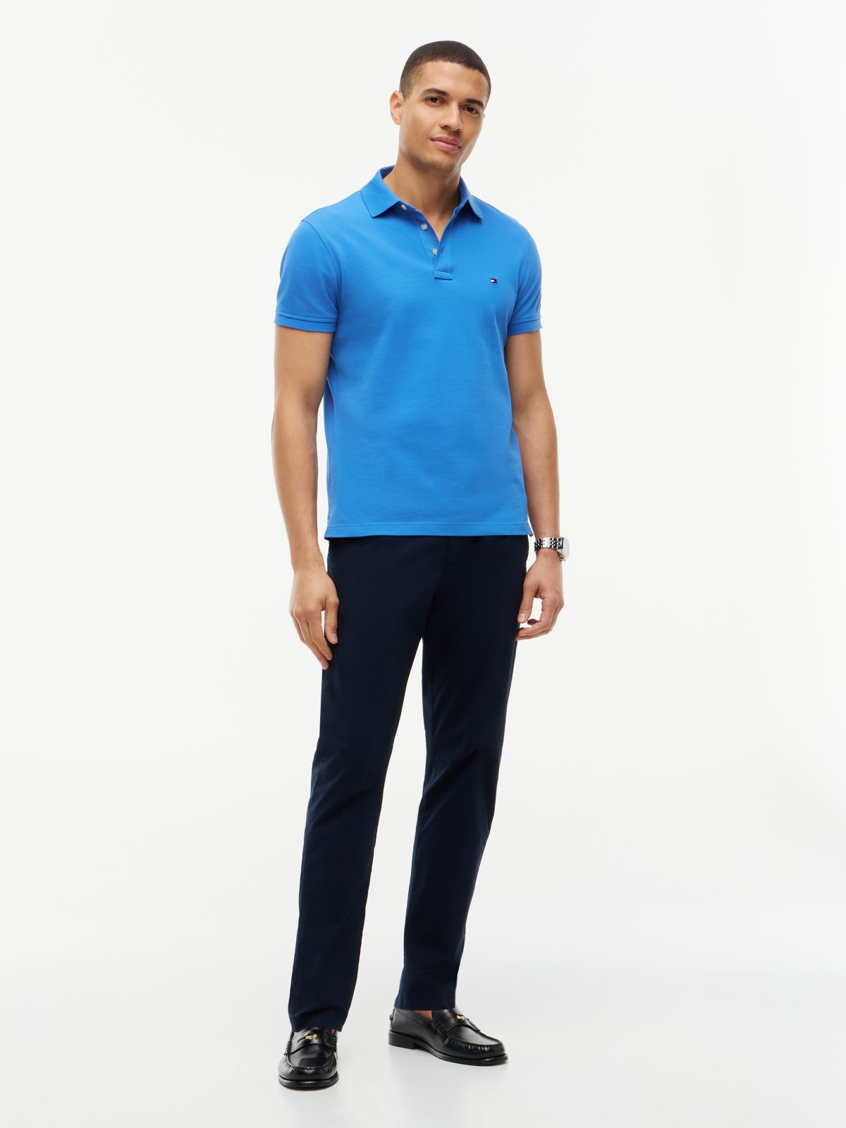 1985 Slim Fit Pique Polo Shirt — Blue