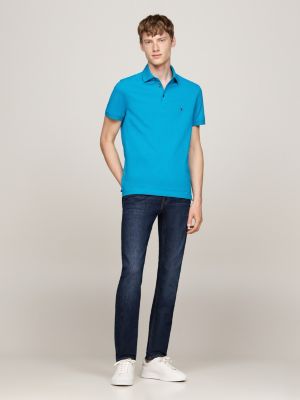 blauw 1985 collection sllim fit polo voor heren - tommy hilfiger