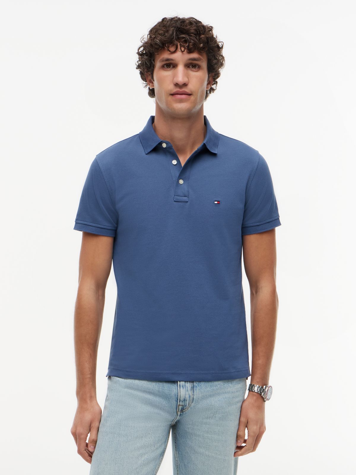1985 Slim Fit Pique Polo Shirt — Blue
