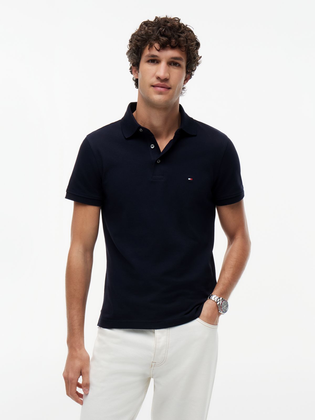 1985 Slim Fit Pique Polo Shirt — Blue