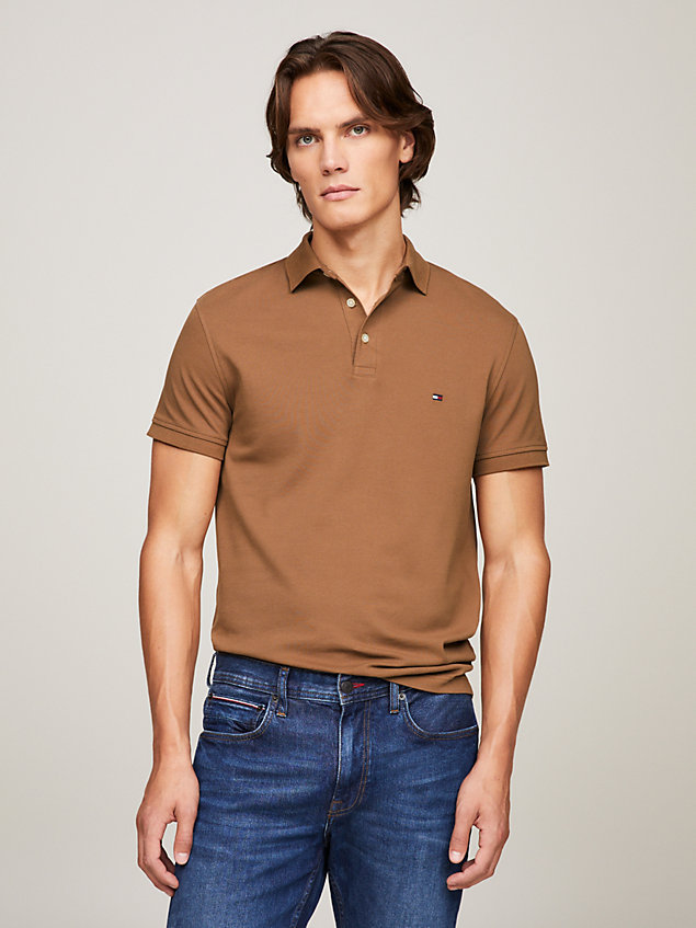 brown 1985 collection slim fit polo for men tommy hilfiger