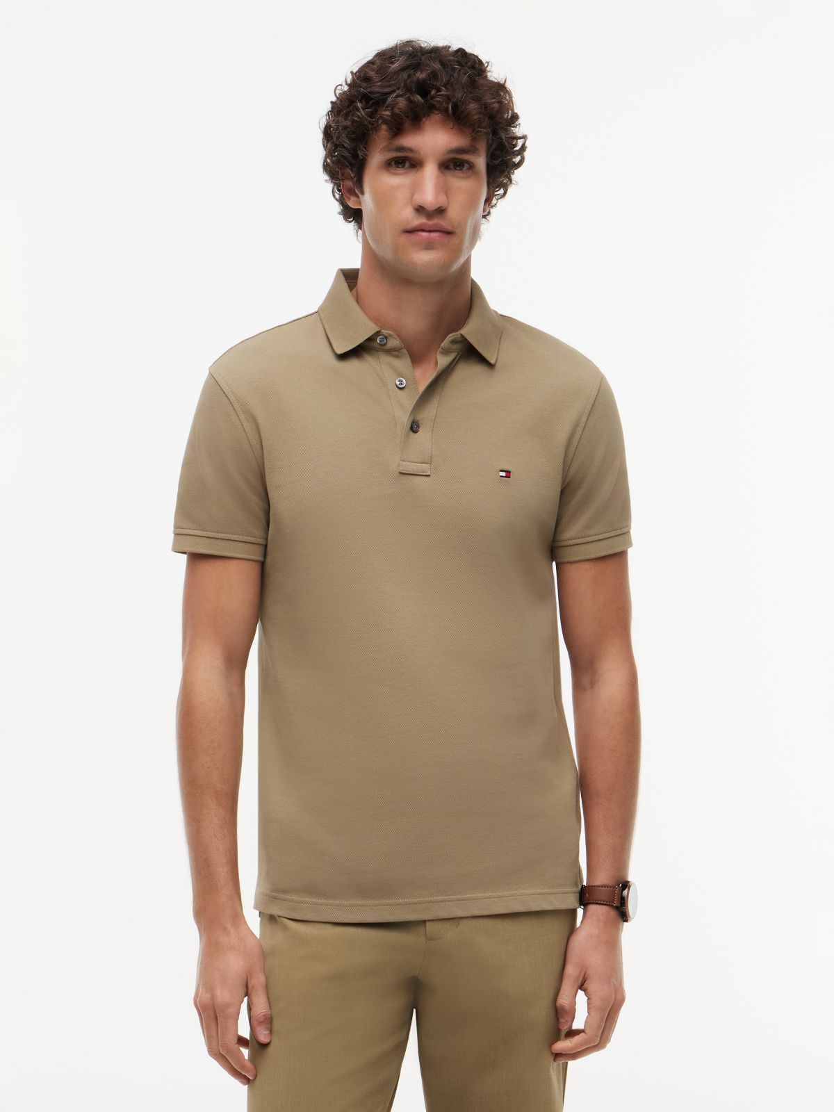 1985 Slim Fit Pique Polo Shirt — Brown