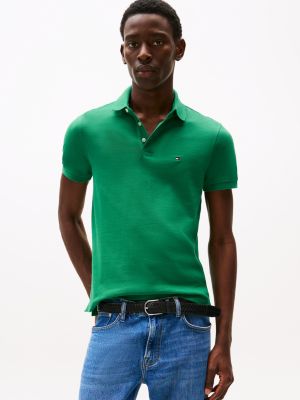 green slim fit polo uit de 1985 collection voor heren - tommy hilfiger