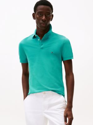 green slim fit polo uit de 1985 collection voor heren - tommy hilfiger