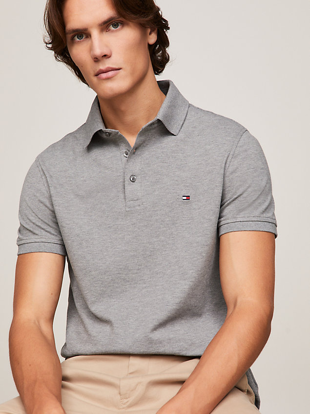 grey 1985 collection slim fit polo for men tommy hilfiger