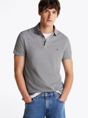 grey slim fit polo uit de 1985 collection voor heren - tommy hilfiger