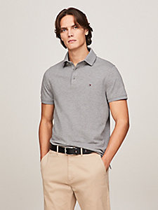 grey 1985 collection slim fit pique polo for men tommy hilfiger