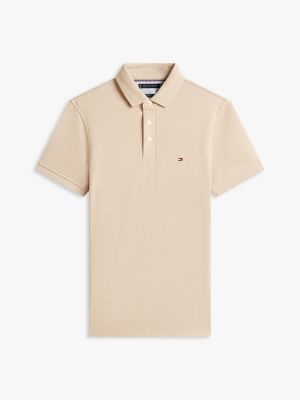 khaki 1985 slim fit pique polo shirt for men tommy hilfiger