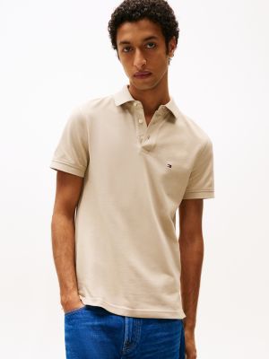 khaki 1985 collection sllim fit polo voor heren - tommy hilfiger