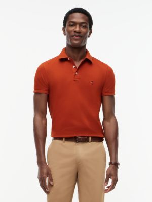 orange 1985 slim fit piqué poloshirt voor heren - tommy hilfiger