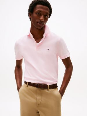 polo slim 1985 en piqué pink pour hommes tommy hilfiger