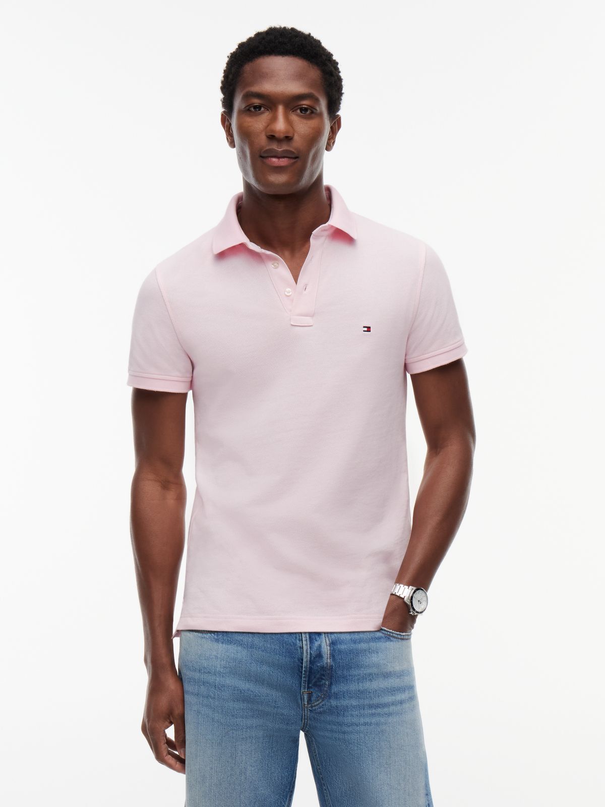 1985 Slim Fit Pique Polo Shirt — Pink