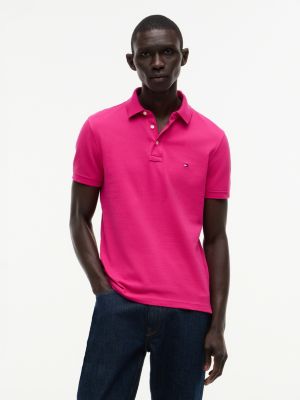 pink 1985 slim fit piqué poloshirt voor heren - tommy hilfiger
