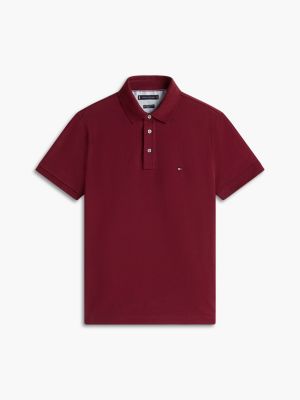 red 1985 slim fit pique polo shirt for men tommy hilfiger