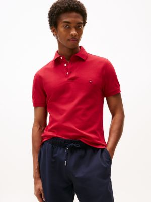 red slim fit polo uit de 1985 collection voor heren - tommy hilfiger