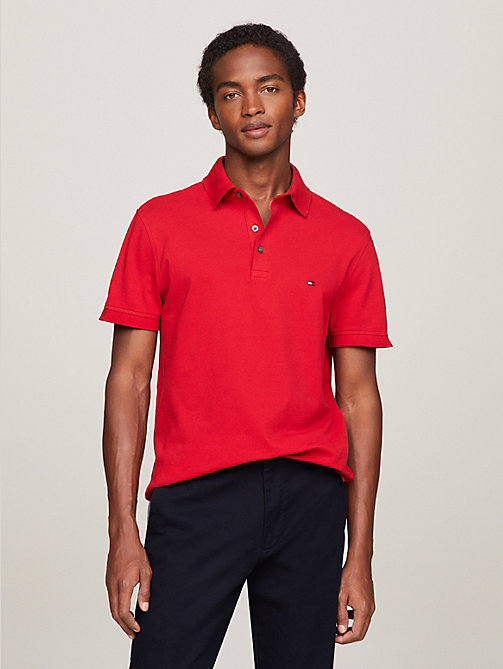 red 1985 collection slim fit polo for men tommy hilfiger