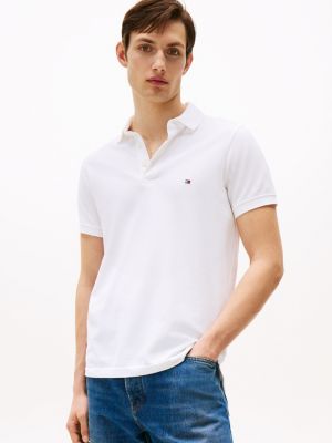 white slim fit polo uit de 1985 collection voor heren - tommy hilfiger