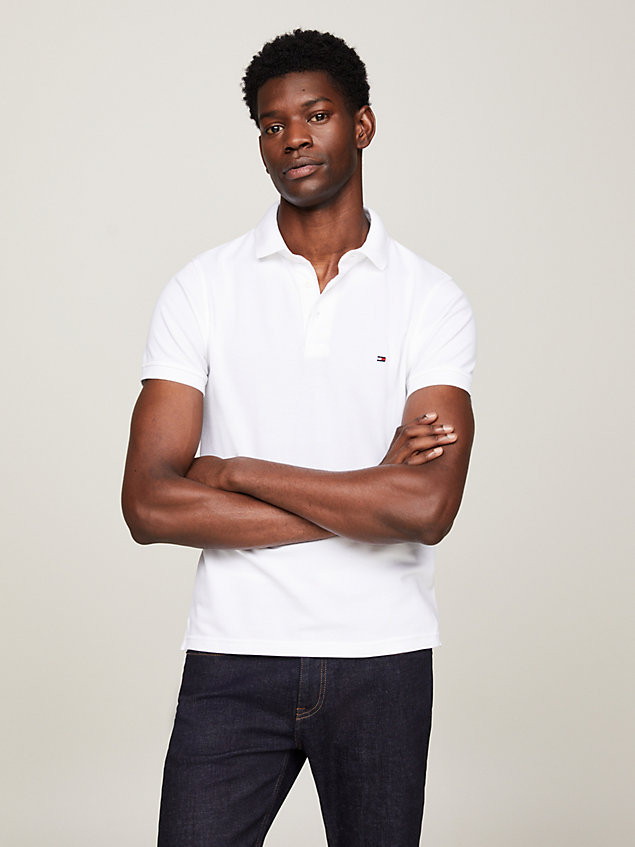 white 1985 collection slim fit polo for men tommy hilfiger