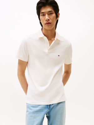 white slim fit polo uit de 1985 collection voor heren - tommy hilfiger