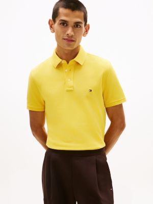 polo slim 1985 en piqué yellow pour hommes tommy hilfiger