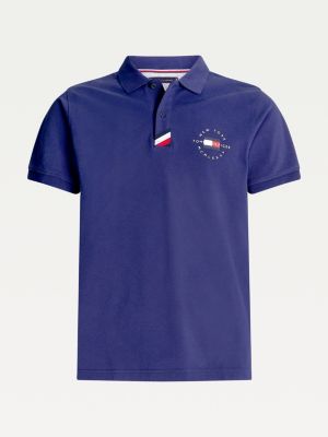 Signature Placket Slim Fit Polo Blue Tommy Hilfiger
