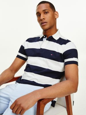Rugby Stripe Cotton Polo | BLUE | Tommy 