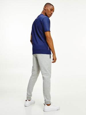 Th Signature Mixed Texture Cotton T Shirt Blue Tommy Hilfiger