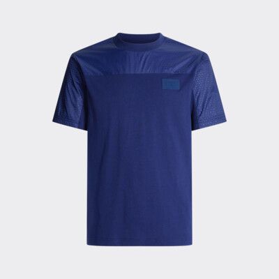 Th Signature Mixed Texture Cotton T Shirt Blue Tommy Hilfiger