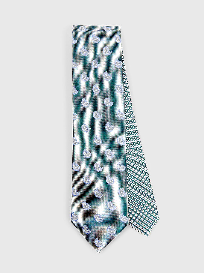 cravatta in pura seta con motivo paisley blu da uomo tommy hilfiger