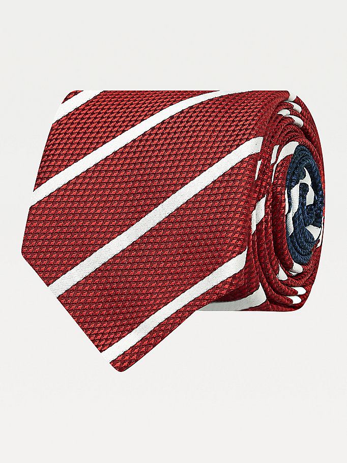 red diagonal stripe tie for men tommy hilfiger