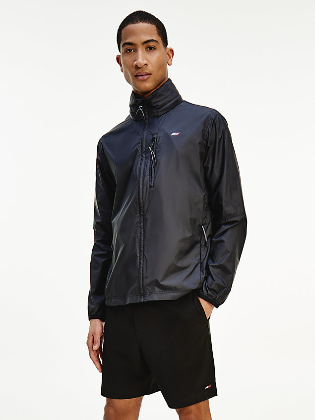 black sport packable water repellent windbreaker jacket for men tommy hilfiger