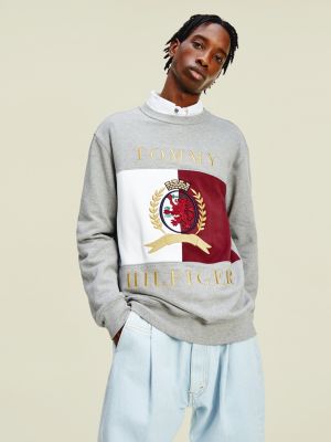 Tommy Hilfiger HCM CREST FLAG 'COLLECTION' CREWNECK Grey, 52% OFF